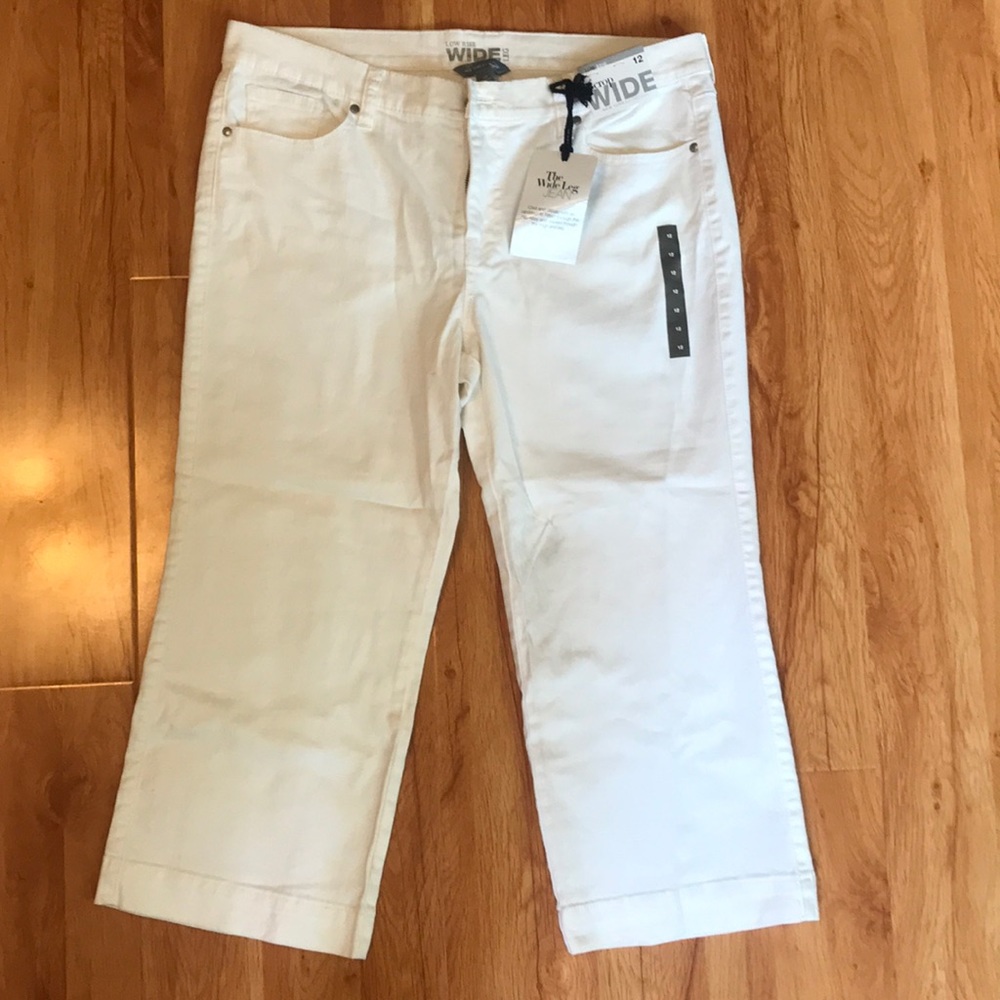 NY & Company White Cropped Jeans Wide Leg (NWT)